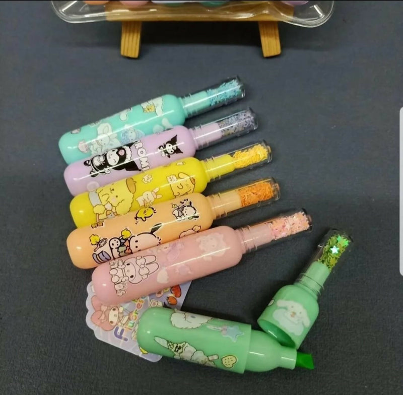 Pack of 6 Bottle Shaped Kromi Character Highlighters for Girls and Boys