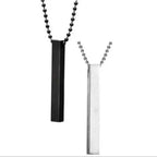 Pack of 2 Boys Bar Necklace – Stainless Steel Black Pendant Necklace