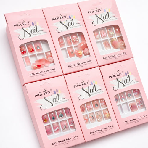 Nails, Stone Work Stick On Medium Size Salon Style Press On Nails