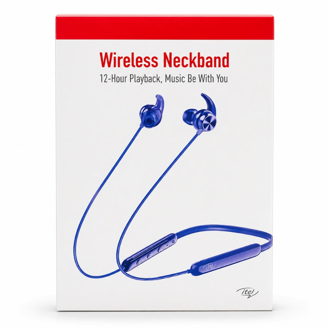 Neckband, Itel Wireless, Bluetooth Earphones 20 Hour Playtime Black