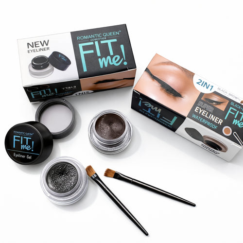 New Fit me 2color Waterproof Eyebrow Gel Eyeliner gel with 2pcs Brush set