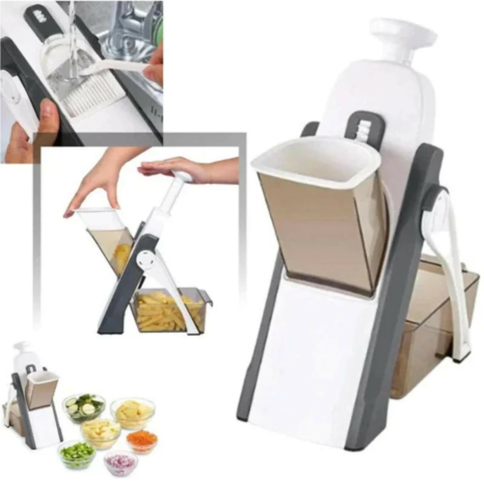 Brava Spring Vegetable Slicer Chopper | Manual Mandoline Cutter / Grinder | Multi-Function Fruit & Vegetable Slicer