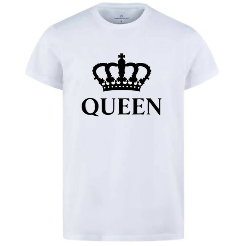 Combo Of King & Queen Style White T-Shirt with Cute Design – King & Queen Design T-Shirts – Best Quality T-Shirts For Girls | T-Shirt For Women – T-Shirt For Boy | T-Shirt For Men | Queen T-Shirts | King Design T-Shirt – Large