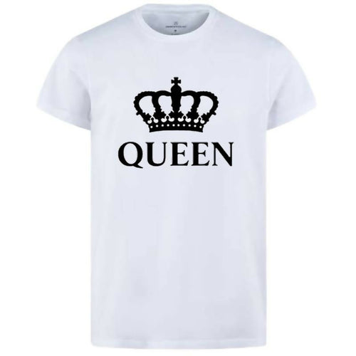 Combo Of King & Queen Style White T-Shirt with Cute Design – King & Queen Design T-Shirts – Best Quality T-Shirts For Girls | T-Shirt For Women – T-Shirt For Boy | T-Shirt For Men | Queen T-Shirts | King Design T-Shirt – Large