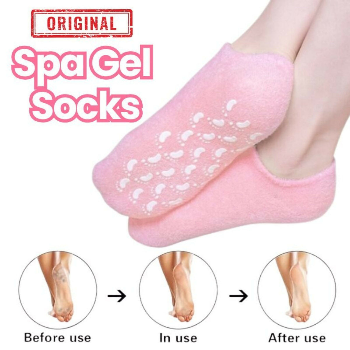 1 Pair Reusable Silicone Spa Gel Socks For Dry Feet And Cracked Heel Treatment