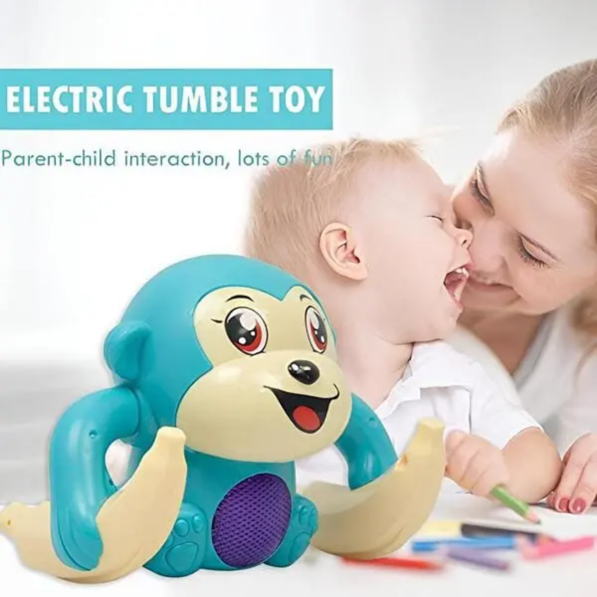 Rolling Tumble Monkey, Safe & Interactive Toy, for Babies