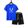 Printed Cotton Jersey Tracksuit, Half Sleeves & Shorts, for Men