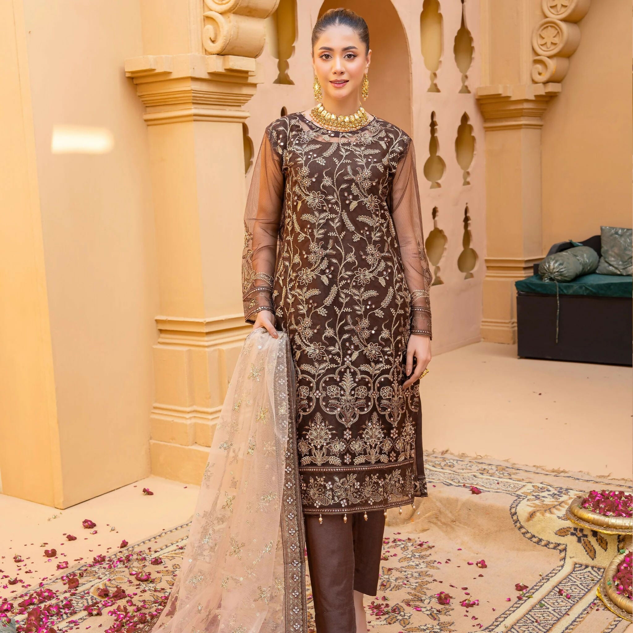 Semi-Stitched Net Dress