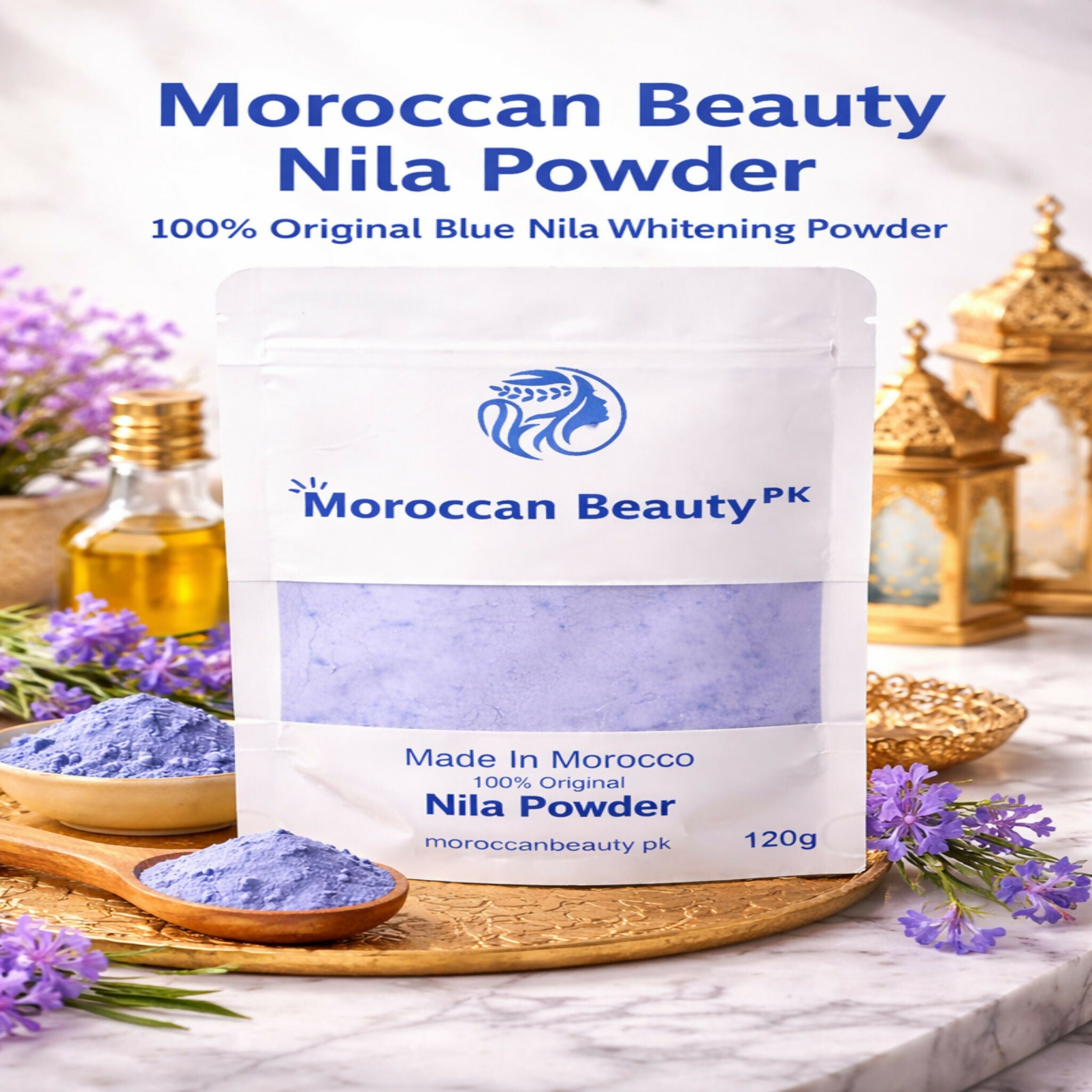 Moroccan Beauty Nila Powder 120g – Original Blue Nila Powder for Skin Brightening & Glow