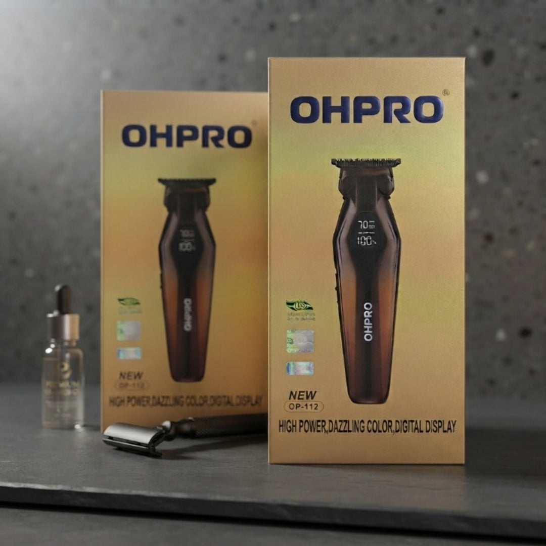 OHPRO OP-112 Cordless Hair Trimmer is a rechargeable grooming tool designed for convenient hair and beard trimming. Its lightweight cordless design offers comfortable handling, making it suitable for home use, travel, and everyday personal care.