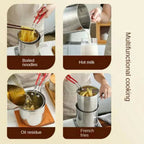 Stainless Steel Deep Fryer Pot with Strainer 1200ML | Heavy-Duty Oil Frying Pan for Kitchen