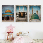3 pcs islamic Holiest Sites Representation Wallmate set for Home Decoration. Wall Decoration for Home and Office