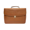 Elegant brown leather office bag front-facing shot for professionals