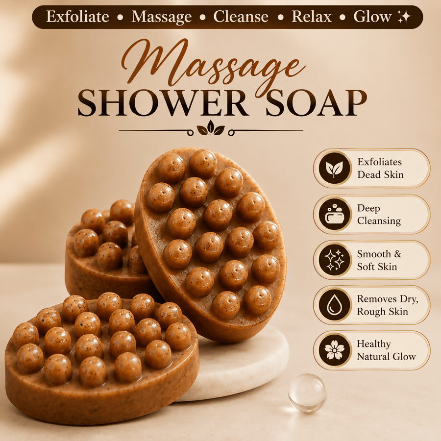 Instant Glow Exfoliating Massage Shower Soap – Deep Cleansing Body Soap with Textured Massage Surface for Smooth, Soft & Refreshed Skin | Suitable for All Skin Types