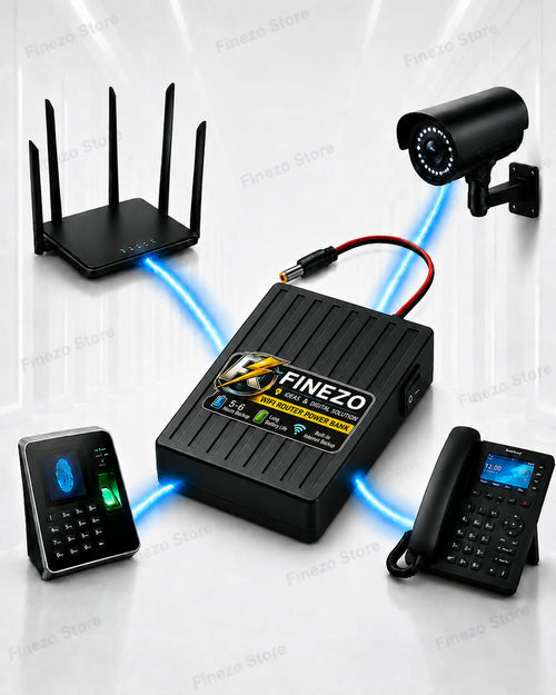 Finezo 12V WiFi Router Power Bank 12000mAh – Mini UPS with 5-6 Hours Backup