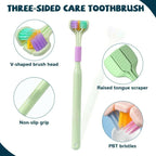 Three-Sided Ultra Soft Bristle Toothbrush |Pack of 2|Gentle Oral Care Safety Teeth Cleaning Brush