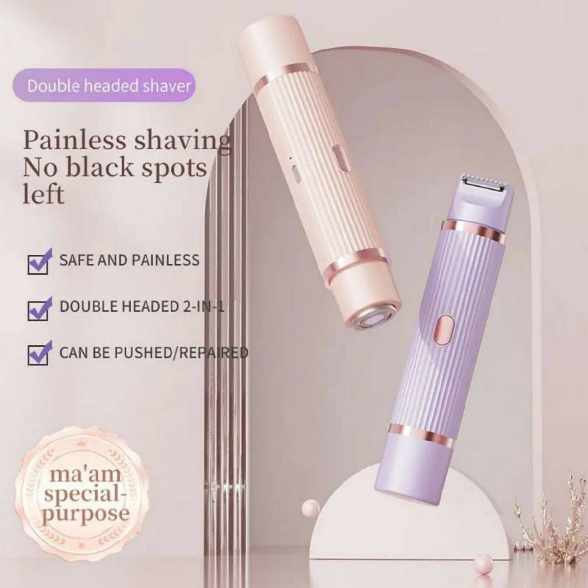 2-in-1 Dual Head Shaver & Electric Trimmer for Women – Rechargeable Hair Remover & Grooming Tool