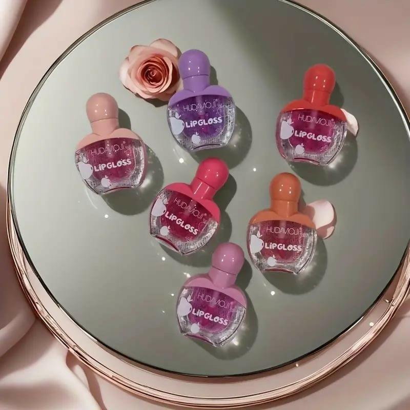 Huda Moji High Pigmented Lip Oil Set – Shades of Pink Gloss Collection ~ Pack Of 6