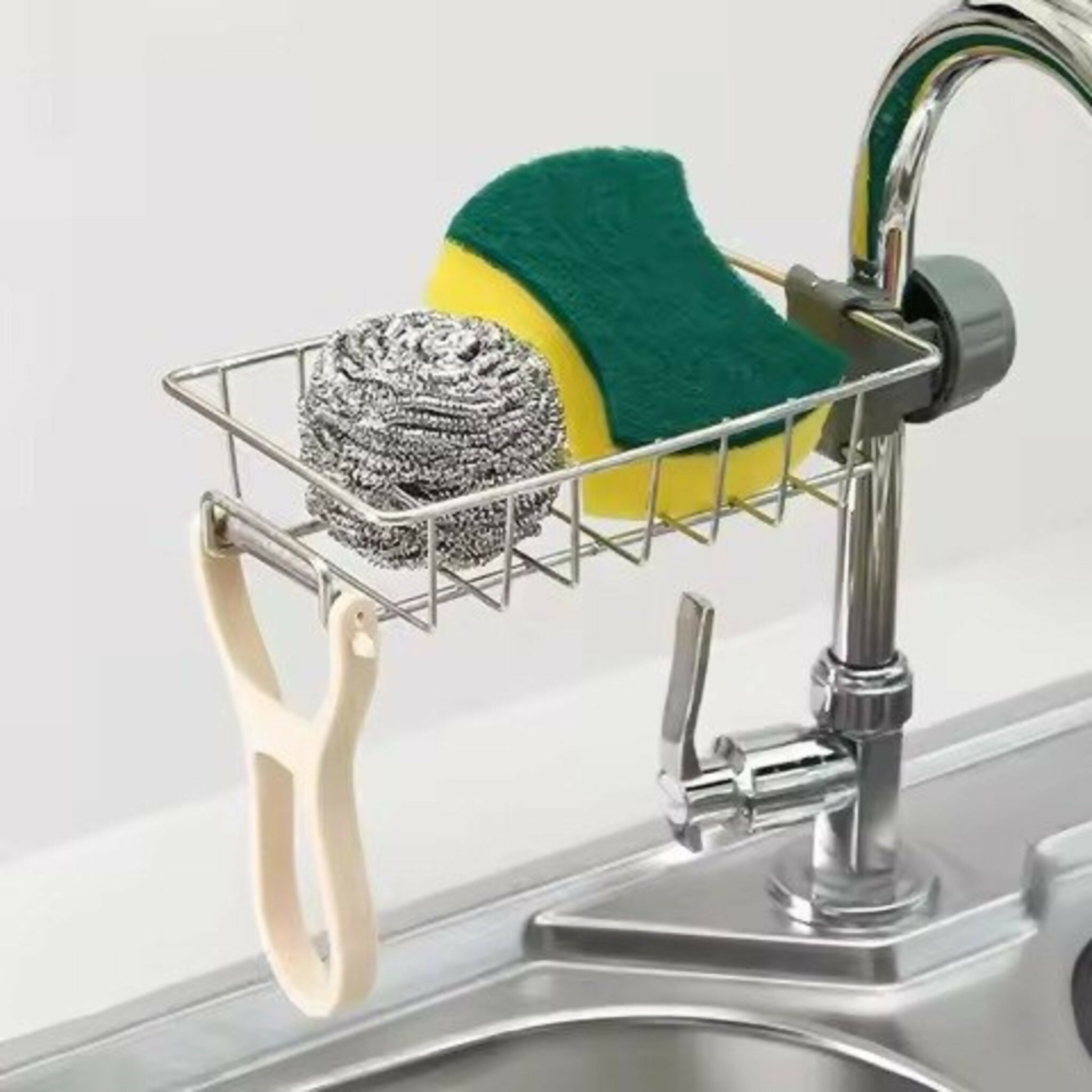Stainless Steel Adjusting Multifunctional Kitchen Faucet Sponge Holder