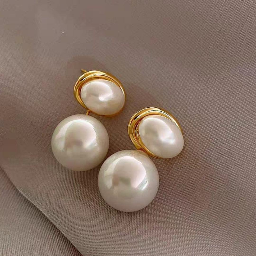 Oval Shape Marble Korean Style Earrings Golden Women Jewelry