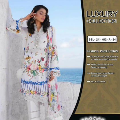 Unstitched Suit, Sana Safinaz Muzzlin Lawn Collection 2024, Hit Design