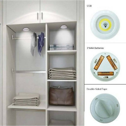 LED Cabinet Light Remote Control Set – 3 Wireless Cell Operated Tap Lights with Dimming & 30 Mins Timer Modes