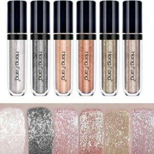 HENG FANG 6 Pcs Liquid Diamond Glitter Eyeshadows Set – Waterproof, Long-Lasting, Vibrant Colors with Lightweight Texture for Bold & Sparkling Eye Makeup