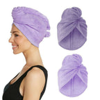 Pack of 2 Super Absorbent Microfiber Hair Towels – Quick Dry Hair Wrap Turban for Women, Long, Thick & Curly Hair