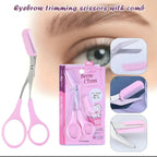 Eyebrow Trimming Scissors with Attached Comb, Precision Stainless Steel Blades