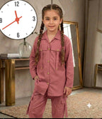 Front Pocket Shirt With Cargo Pockets Kids 2PCS Front Pockets With Attached Button Shirt With Pocket Cargo Kids Cotton 2Pcs