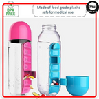 2 in 1 Daily Pill Box Organizer with Water Bottle 600ml
