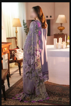 Purple Embroidered 3PC Women's Suit For Eid Party Wear