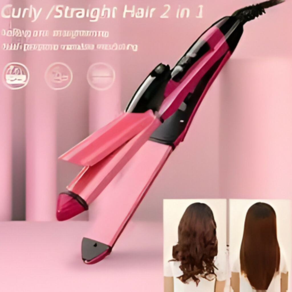 2-in-1 Hair Styler, Straightener & Curler, Quick Heat, for All Hair Types