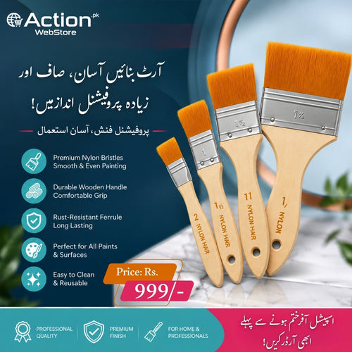 Paint Brush, Nylon Brushes for Acrylic Watercolor and Base Coating - Set 4 Pcs