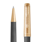 Parker Premier Custom Storm Grey Gold Trim Ballpoint Pen