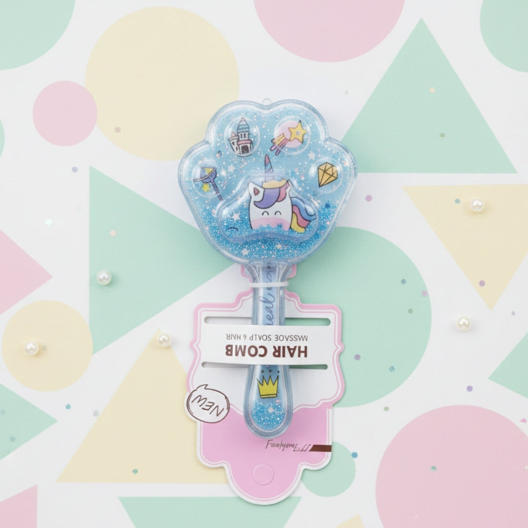 Paw Glitter Hair Brush, Cute Scalp Massager Brush for Kids and Daily Use