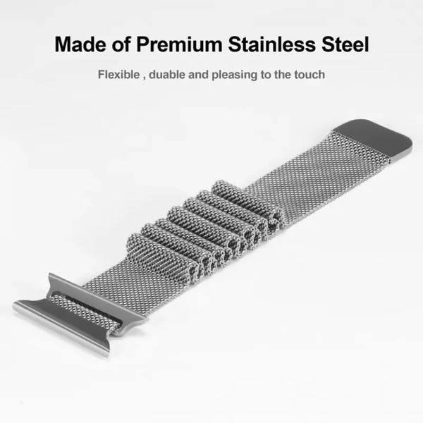 Silver | Apple Watch Milanese Magnetic Loop Strap | Stainless Steel Band | 42mm / 44mm / 45mm