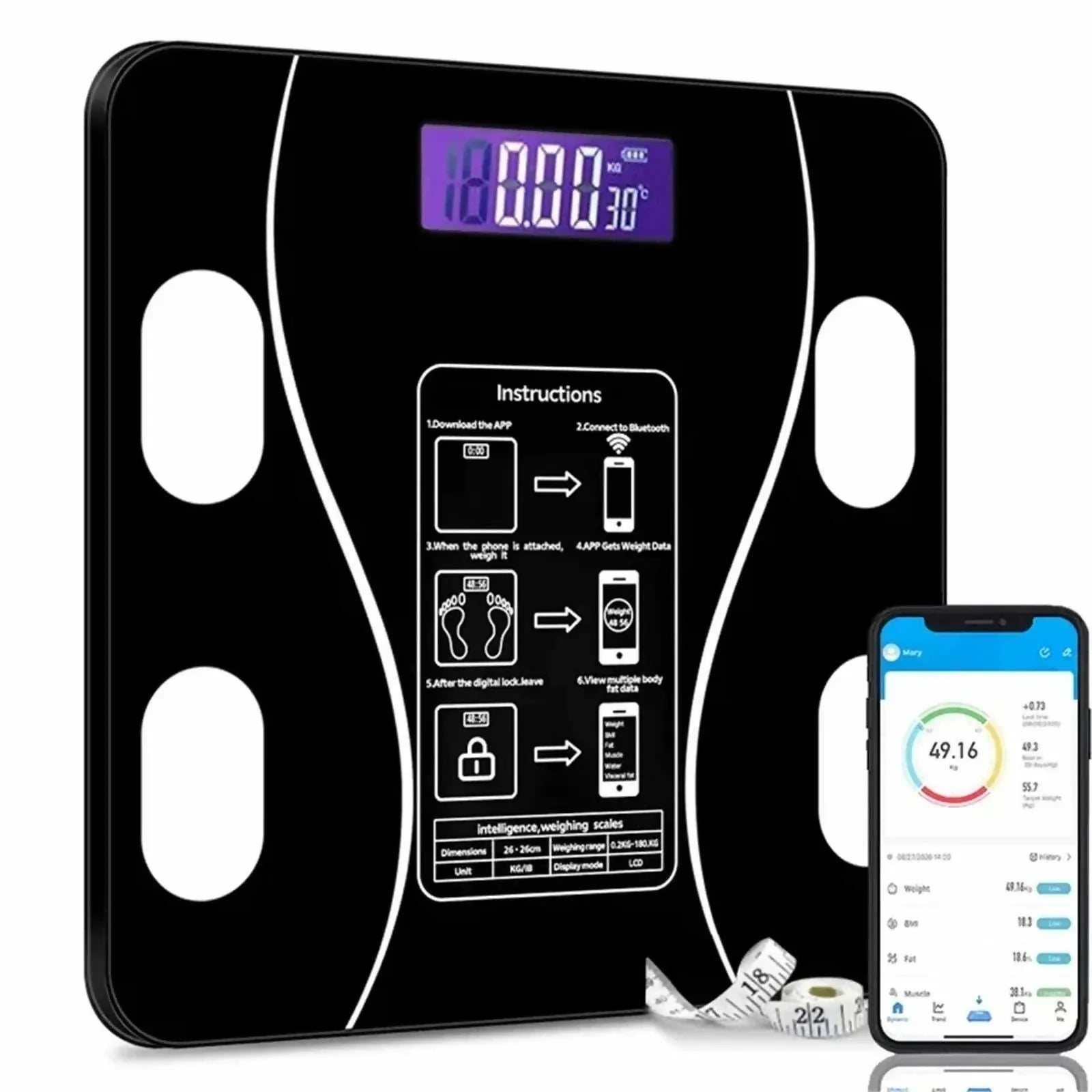 Smart Bluetooth Digital Weight Scale 180kg