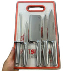 6 In 1 Knife Set With Filer And Chopping Board