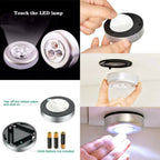 Mini Wireless LED Push Light – 3 LED Battery Powered Touch Lamp | Stick-On Wall & Stair Light