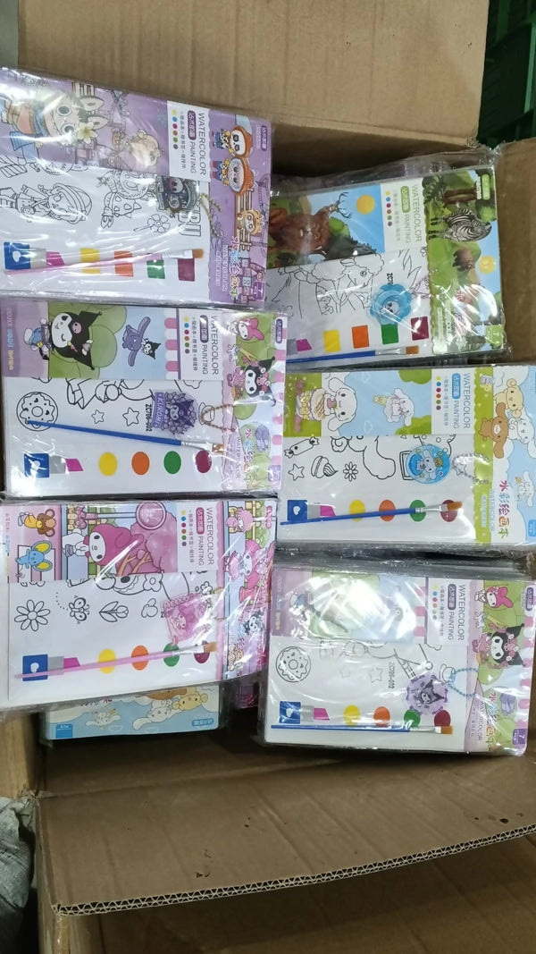 Kids’ Pocket Watercolor Painting Book – 3-in-1 Creative Coloring Set with Built-in Paints, Brush & Keychain