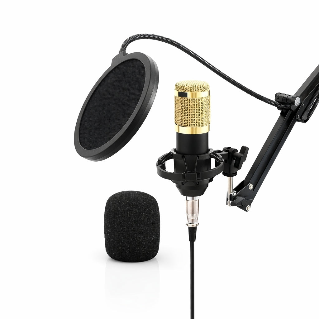 Podcast Microphone Set with Live Sound Card for Streaming and Karaoke