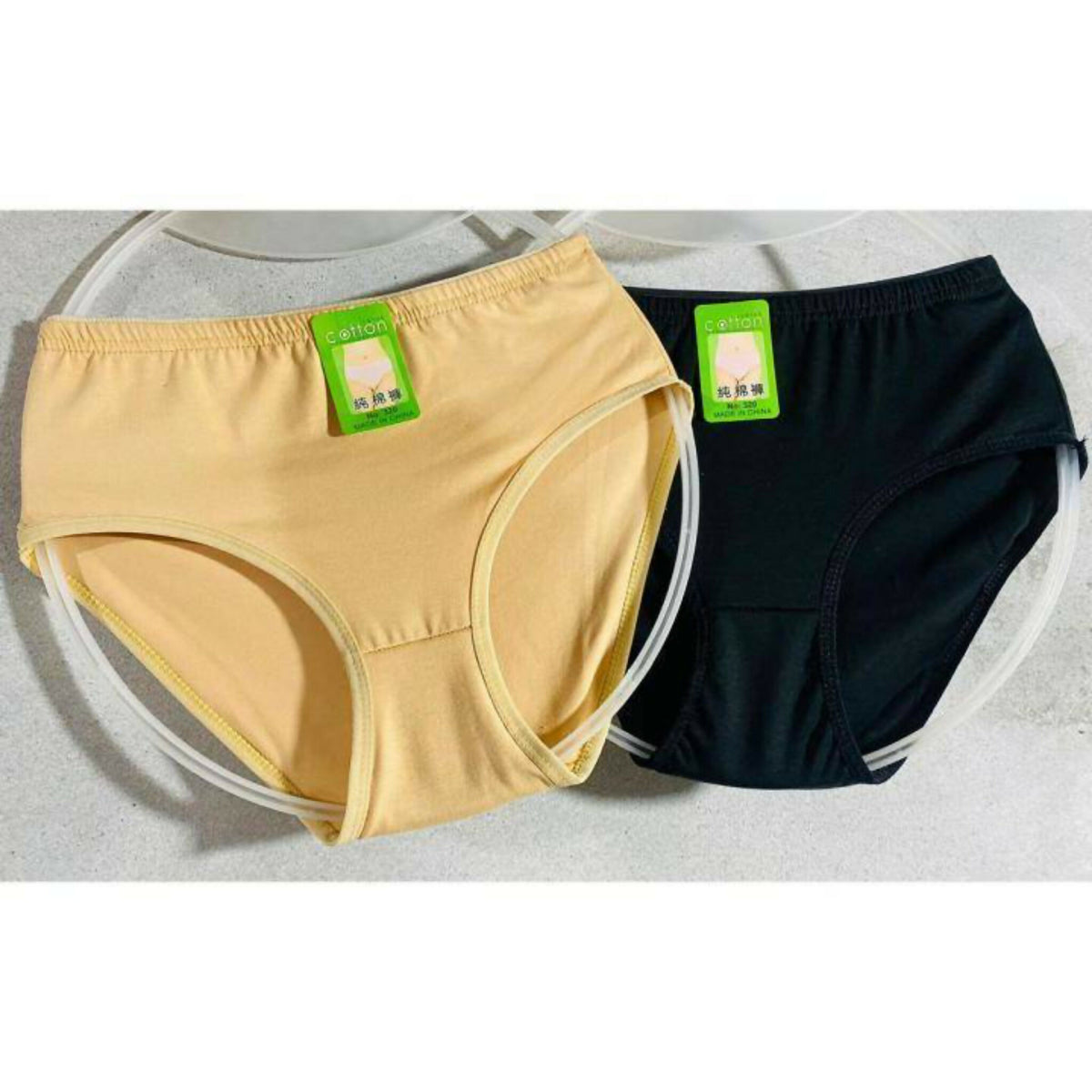 2Pcs Women’s Cotton Plain Panties – Soft Comfortable Underwear | Skin & Black | S/M/L