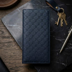 Premium Embossed Monogram Leather Long Wallet Black