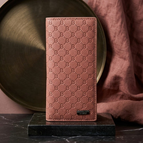 Premium Embossed Monogram Leather Long Wallet for Men