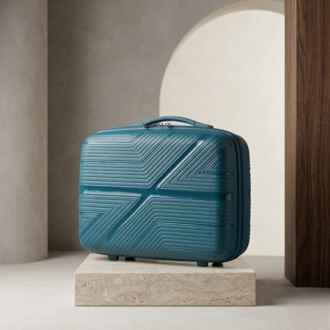 Premium Hard Shell Beauty Box Makeup Storage Case Blue