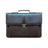 Front view of premium vegan leather executive bag with structured silhouette and handles