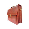 Sleek Red leather office bag showing structured design and premium stitching – ideal for business use.