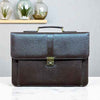 Flat lay of executive business bag in premium vegan leather – clean, modern aesthetic