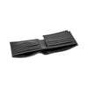 Flat lay of black leather Money Wrap wallet – minimalist and elegant